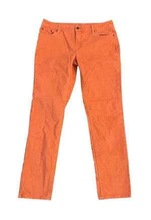 Garnet Hill Womens Orange Fine Wale Corduroy Straight Leg Pants Size 10 thumbnail 1