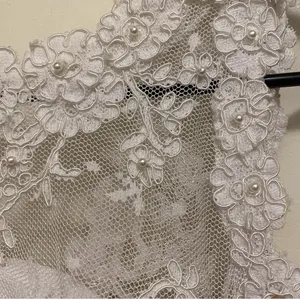 White Wedding Dress S Small Bust 32” Lace Tank Top Beaded Handmade Vintage READ thumbnail 4
