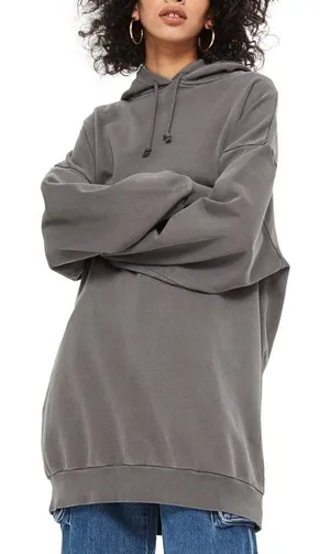 TopShop Dark Gray Oversized Long Relaxed Fit Hoodie Sweatshirt M/L‎ thumbnail 1