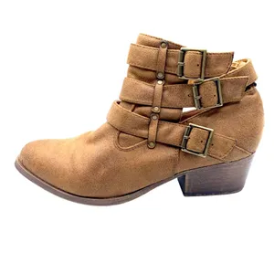 Coconuts by Matisse Steampunk Ankle Booties Size 7.5 Buckle Boots Block Heel Light Brown Western thumbnail 3
