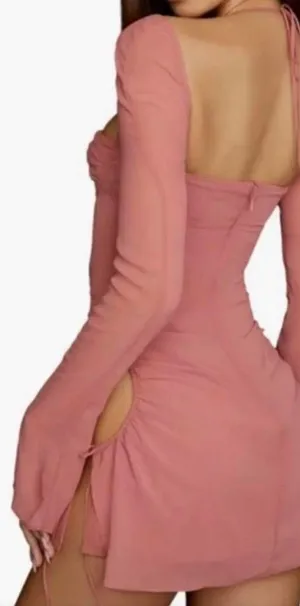 House Of CB Baby Halter Long Sleeve MiniDress thumbnail 2