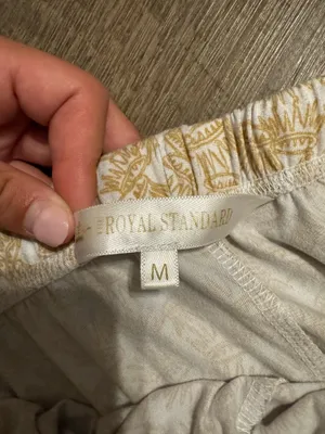 Beige Floral Lounge Pants with Drawstring Tan Size M thumbnail 4