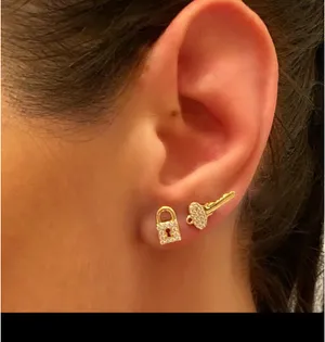 Anthropologie Lock Key stacking Earrings thumbnail 3