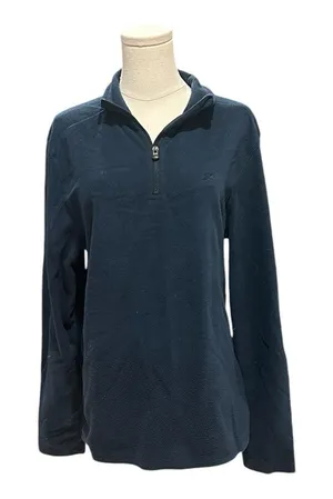 Workout Fleece Women’s Shirt Quarter Zip Pullover Navy Blue Medium thumbnail 1