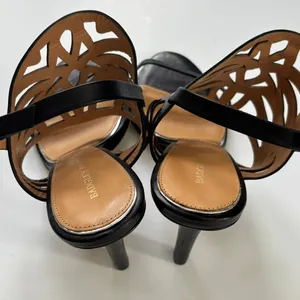 Badgley Mischka Heels‎ Size 8.5 Black Leather Cutout Ankle Cuff Designer Dressy thumbnail 4