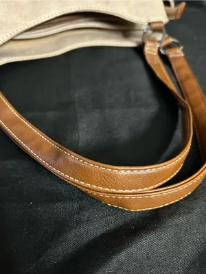 Koltov Women’s Classic Neutral Canvas Tote Shoulder Bag with Brown Trim thumbnail 10