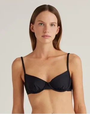 New Quince Women's Italian Demi Bikini Underwire Top Black Size Small thumbnail 1