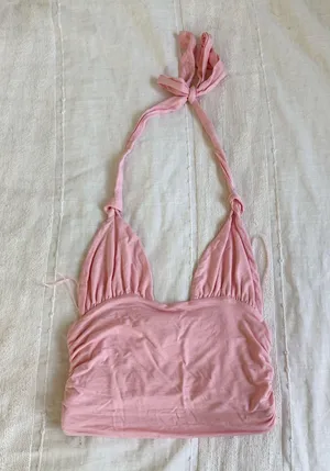 Edikted Pink Lillie Knotted Halter Neck Tank thumbnail 1