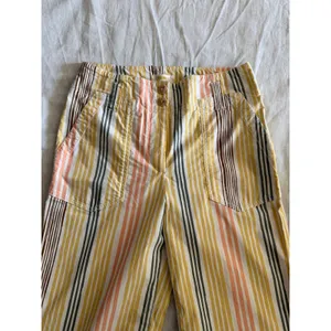 Maeve Wide Leg Pants Women 8 Yellow Striped Naomi High Rise Patch Pocket thumbnail 8