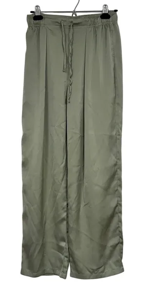Uniqlo Sage Green Satin Wide Leg Pants Womens S Pull On Preppy Casual Tie Waist thumbnail 1