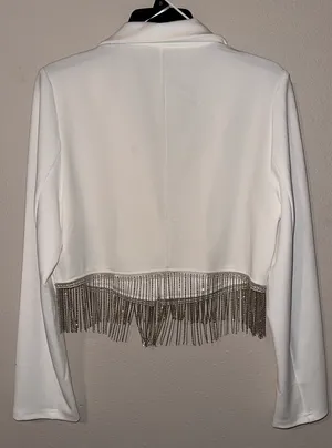 White Fringe Jacket Size L thumbnail 2