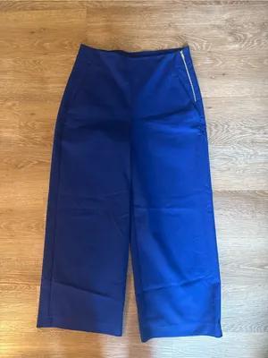 Zara Royal Blue High-Waist Wide-Leg Pants thumbnail 3