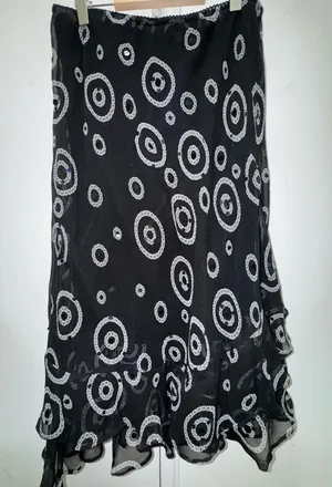 Vtg 90s Marisol Black Silk Ruffle Sequin Skirt Y2K Fairy Whimsygoth Coquette thumbnail 1