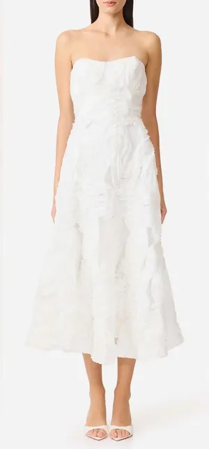 NEW Elliatt Asha 3-D Lace Strapless midi white dress sz XXL thumbnail 1