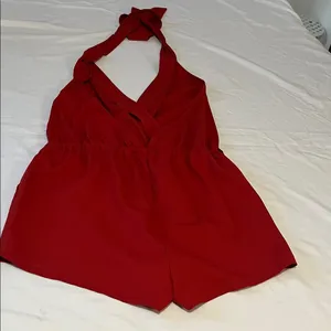 Hot & Delicious Red Halter Tie-Back One-Piece Romper thumbnail 5