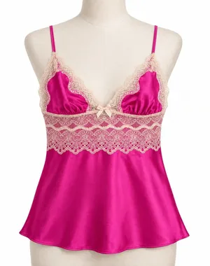 Victorias Secret M Babydoll Camisole Pink Lace Trim Satin Bow Y2K Coquette Silky thumbnail 1