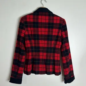 BCBG Paris‎ Women's Plaid Wool Blend Blazer Red Black Small thumbnail 8