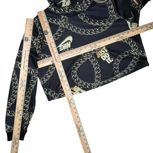 Nike Hoodie Womens Medium Black Gold Chain Print‎ Boxy Loose Fit Just Do It thumbnail 5