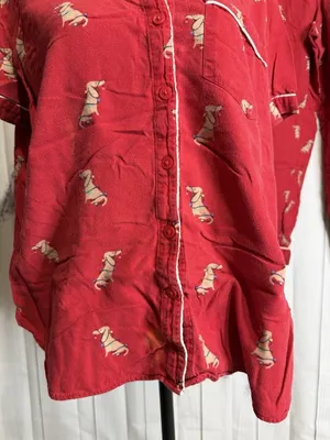 Loft Sleep Pajamas Sz Large 2-Piece Set Wiener Dog Christmas Lights Short Sleeve thumbnail 3