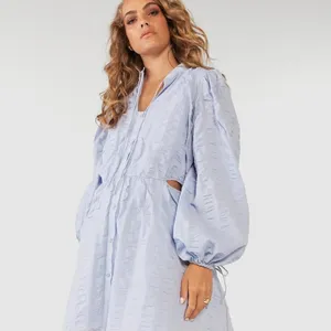 SOVERE Vive Cut Out Smock Dress - Powder Blue Size Small NWT thumbnail 7