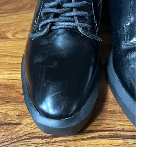 Zara Black faux Leather Chunky Heel Lace Up Oxford‎ Shoes Women's Size 41/10 thumbnail 3