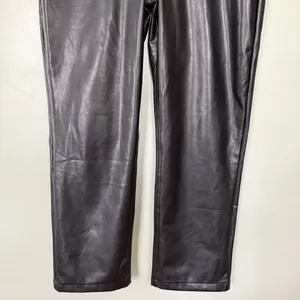 Abercrombie & Fitch The 90s Straight Ultra High Rise Vegan Leather Black Size 33 thumbnail 8