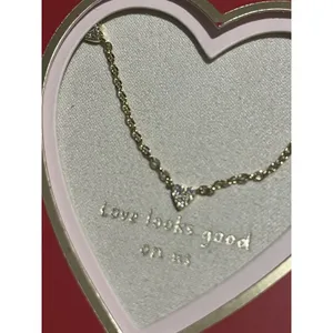 A New Day CZ Heart Charm Pendant Necklace Gold Plated Cable Chain 16+3in Adj thumbnail 2