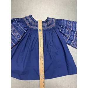 Parker Shirt‎ Off-Shoulder Top Multicolor Smocking XS ($265 Retail!) Navy Blue thumbnail 8