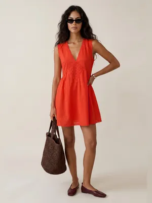 NWT Few Moda Kourt Tatiana Cotton Dress size Small S Red mini thumbnail 2