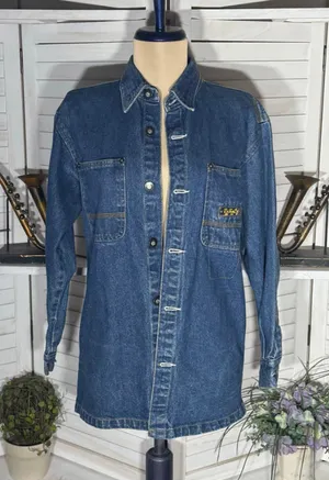 Paco vintage 90s Y2K blue denim jacket shacket grunge rocker biker streetwear M thumbnail 1