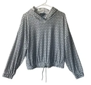 Women’s Halston Hoodie White Black H Logo Cozy Soft Casual Size M‎ thumbnail 1