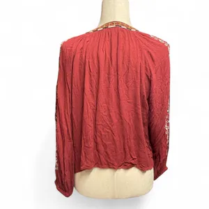 American Eagle Festival Bohemian Embroidered Peasant Flowy Hippie‎ Top Medium thumbnail 4