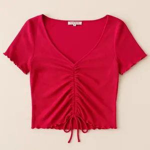 NWOT All in Favor Hot Pink Ruched Top size Large thumbnail 1