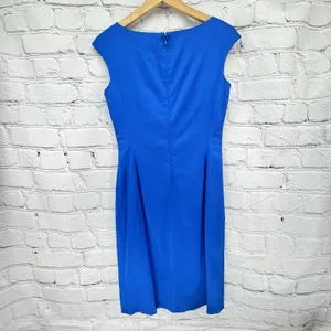 Lauren Ralph Lauren Dress Women's 4 Blue Ruched Sheath Cap Sleeve Cocktail Zip thumbnail 2