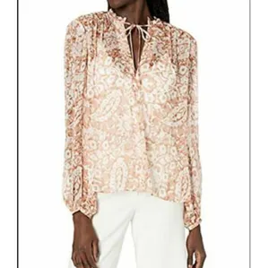 NWT Limited Edition Joie brushed clay print peasant top blouse sz Large thumbnail 3