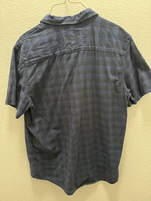 American Rag Cie Men's L Blue/Black Plaid Button-Up Short Sleeve Shirt thumbnail 4