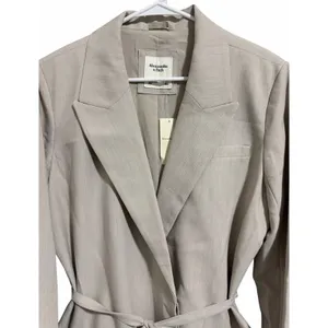 Abercrombie & Fitch Belted Blazer Tan Greige Mini Dress‎ Women's Size Large Tall thumbnail 3