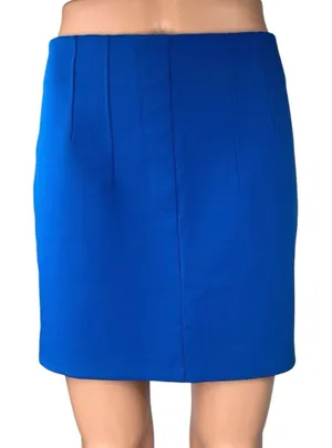 Zara Women's Blue High Waisted Career Pleated Mini Pencil Skirt Size S thumbnail 1