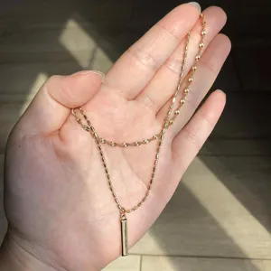 Elegant Gold Pendant Layered Necklace thumbnail 1