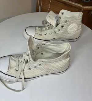 Women's Converse Size 8 Chuck Taylor All Star Hi Snake Skin Woven White Waffle‎ thumbnail 1