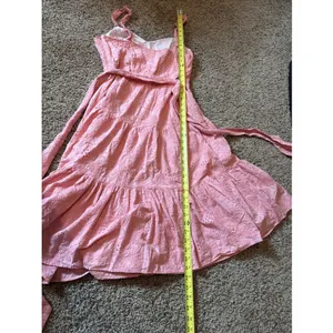 Willa Story Pink Eyelet Tiered Ruffle Midi Dress Size Large thumbnail 8