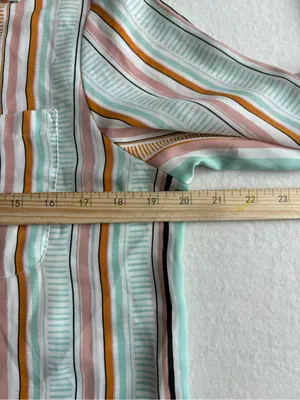 Rachel Zoe Striped Tie-Front Blouse in Mint, Peach & Cream thumbnail 8