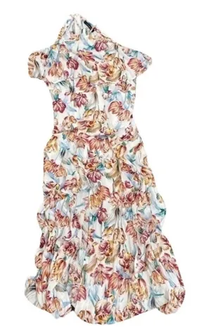 Boutique Floral Halter Neck Maxi Dress​​​​ in White, Size L​​​​​​​​ thumbnail 1