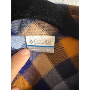 Columbia Sportswear Womens Medium Blue Orange Plaid Flannel Button Down Shirt thumbnail 2