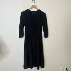 Hatch Dress Black Easy Nurse‎ Button Down Sundress Tie Bust Midi Size 0 / XS thumbnail 2