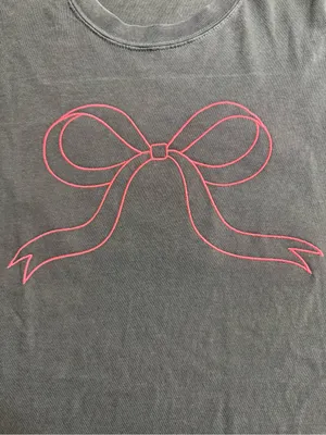 Comfort Colors Pepper Short Sleeve Tee with embroidered Pink Bow thumbnail 4