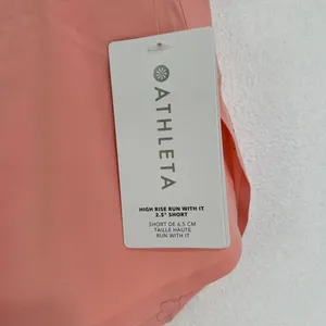 Athleta ‎ Women's High Rise Run with It 2.5" Shorts Peach Size Large Gym Workout thumbnail 6
