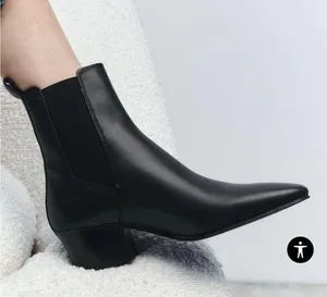 Zara HEELED LEATHER ANKLE BOOTS size 38 thumbnail 1