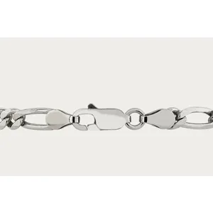 NEW Unisex Rhodium Plated 925 Sterling Silver‎ Figaro Chain Bracelet, 8” thumbnail 9