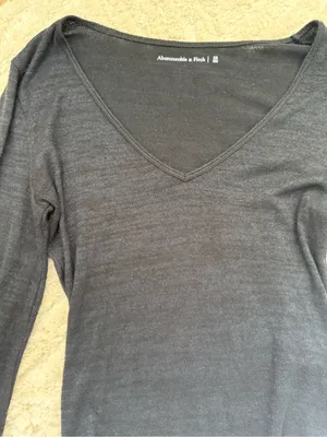 Abercrombie & Fitch Black Long Sleeve V-Neck Bodysuit thumbnail 2